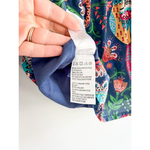 FARM Rio | Tropical Birds Blouse Navy Blue Multi | Sz S | Tropical Bold Vibrant - Picture 9 of 11